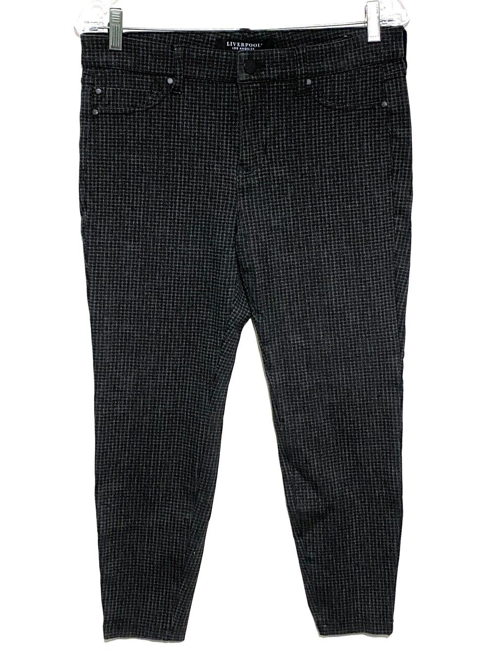 Liverpool Los Angeles Pants Womens 10P Peat Green Micro Check Preppy Office Chic
